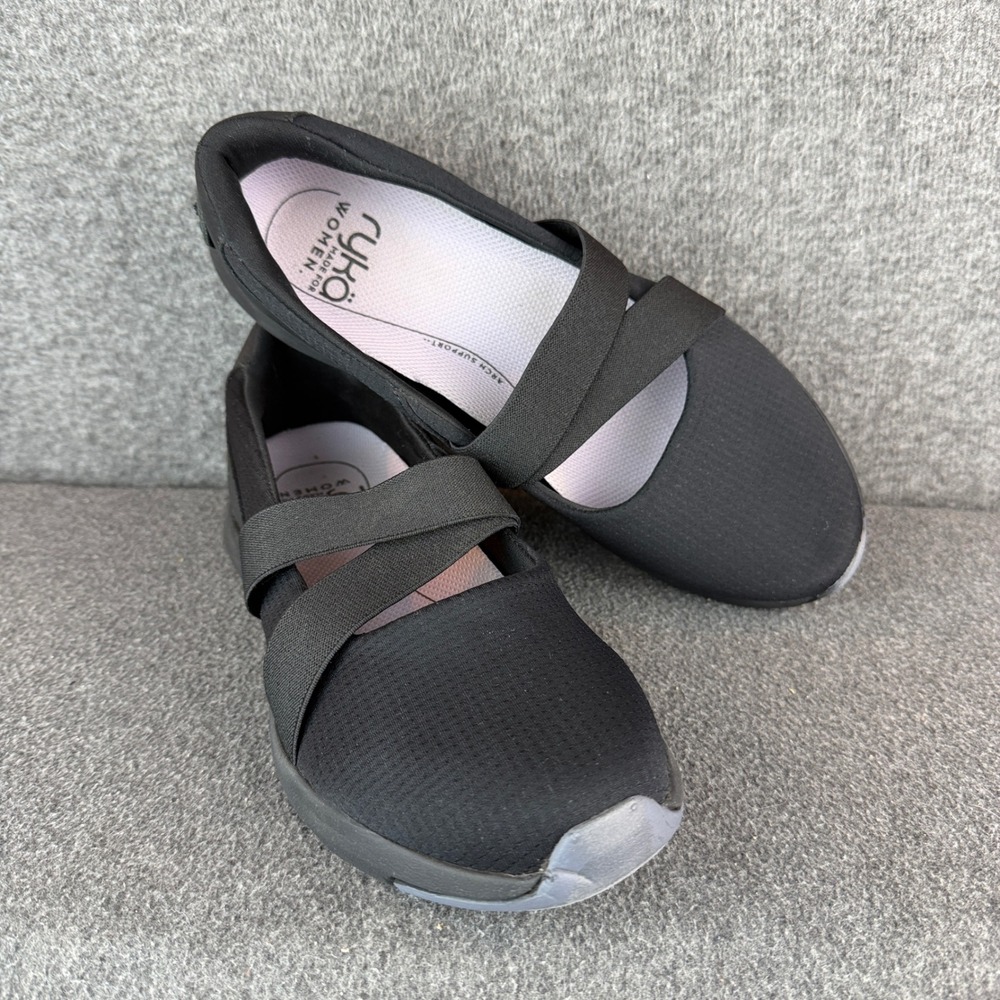 Ryka Endless Slip On Women 9 Black Fabric Mary Jane Flats